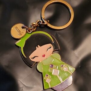 Momiji Green and Gold Girl Keychain with Cute Character
